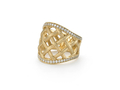 18kt yellow gold Lattice ring with .6 cts diamonds. Available in white, yellow, or rose gold.
